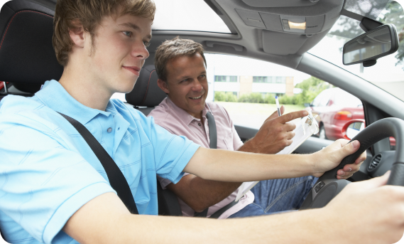 Learner driver taking a driving lesson with an instructor